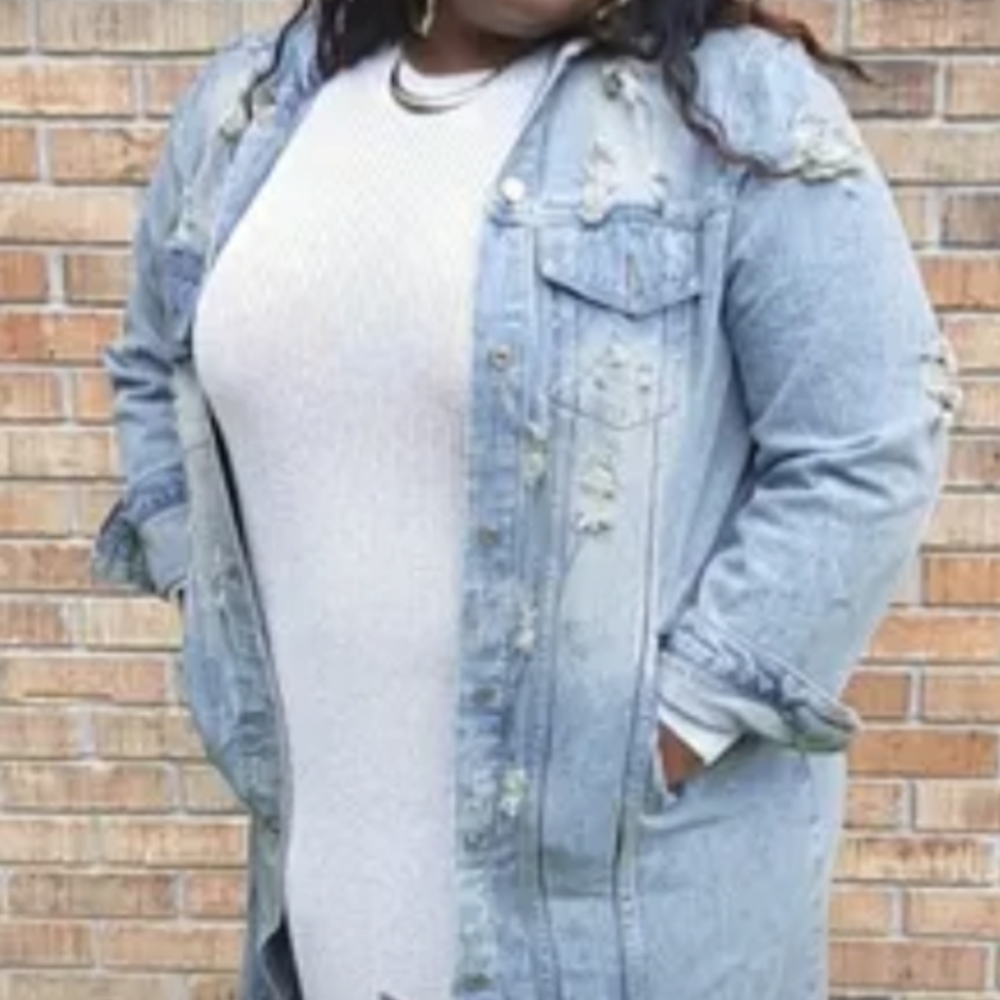 "Illest" denim maxi jean jacket 3x